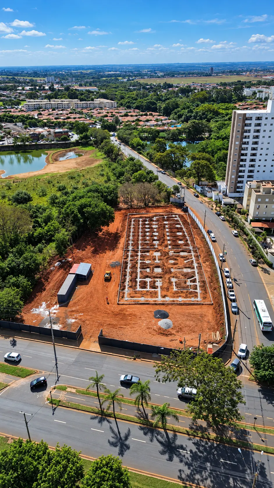 Mercato — vista aérea das fundações e do entorno